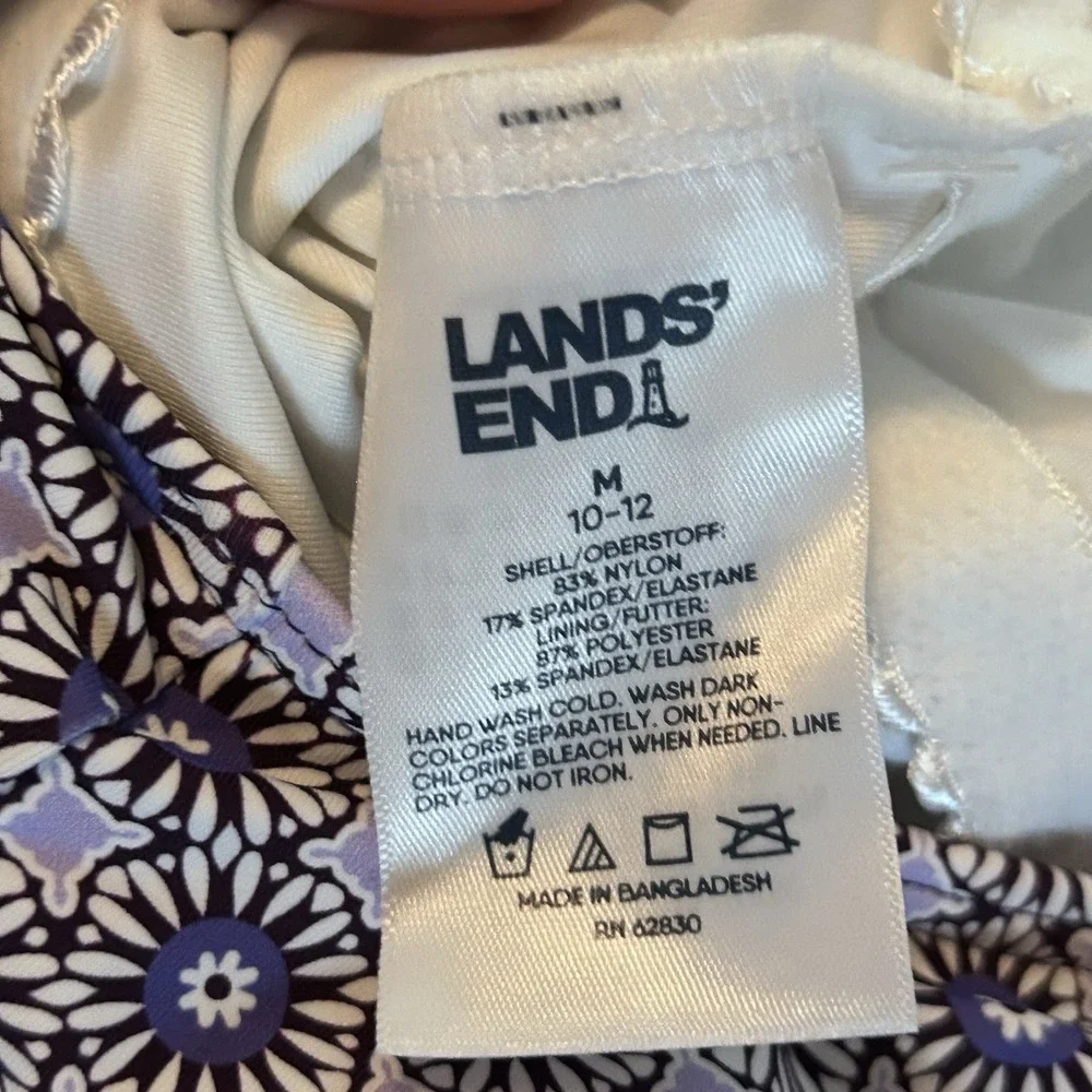 New Lands End Chlorine Resistant Faukini Swimsuit M Lycra Spandex Blue